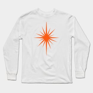 Bright Orange Starburst Mid Century Modern Long Sleeve T-Shirt